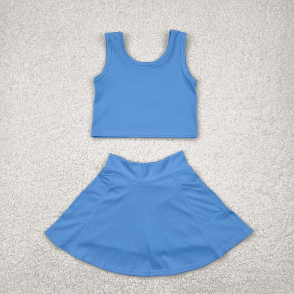 GSD1985 RTS girl clothes blue girl summer set yoga clothes athletics sports clothes