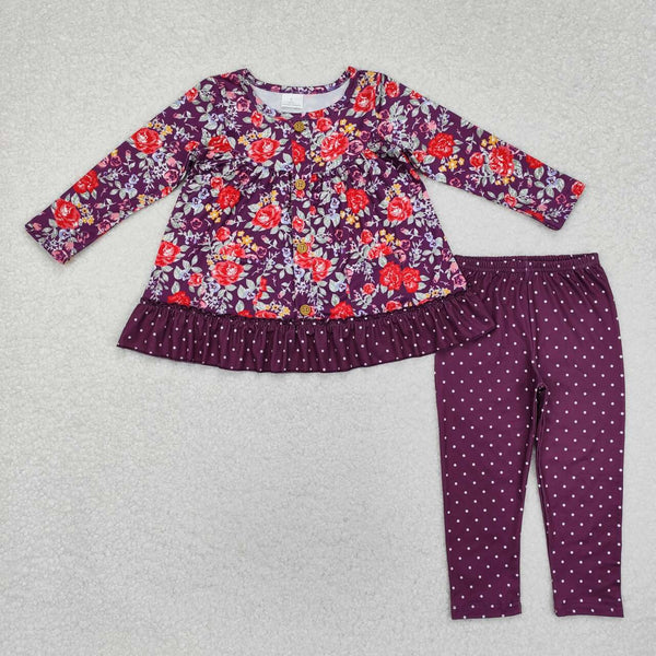 GLP1850 RTS toddler girl clothes floral girl winter set tunic outfit