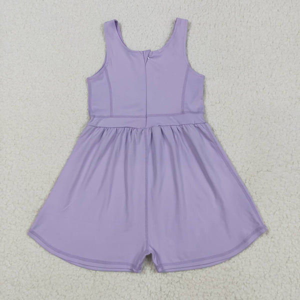 SR3020 RTS girl clothes purple girls summer jumpsuit yoga clothes atheletic clothes