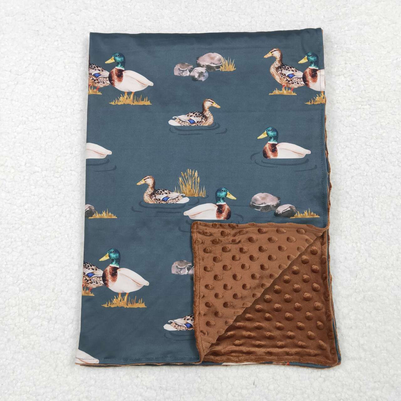 BL0186 RTS baby blanket hunting mallard duck baby minky blanket