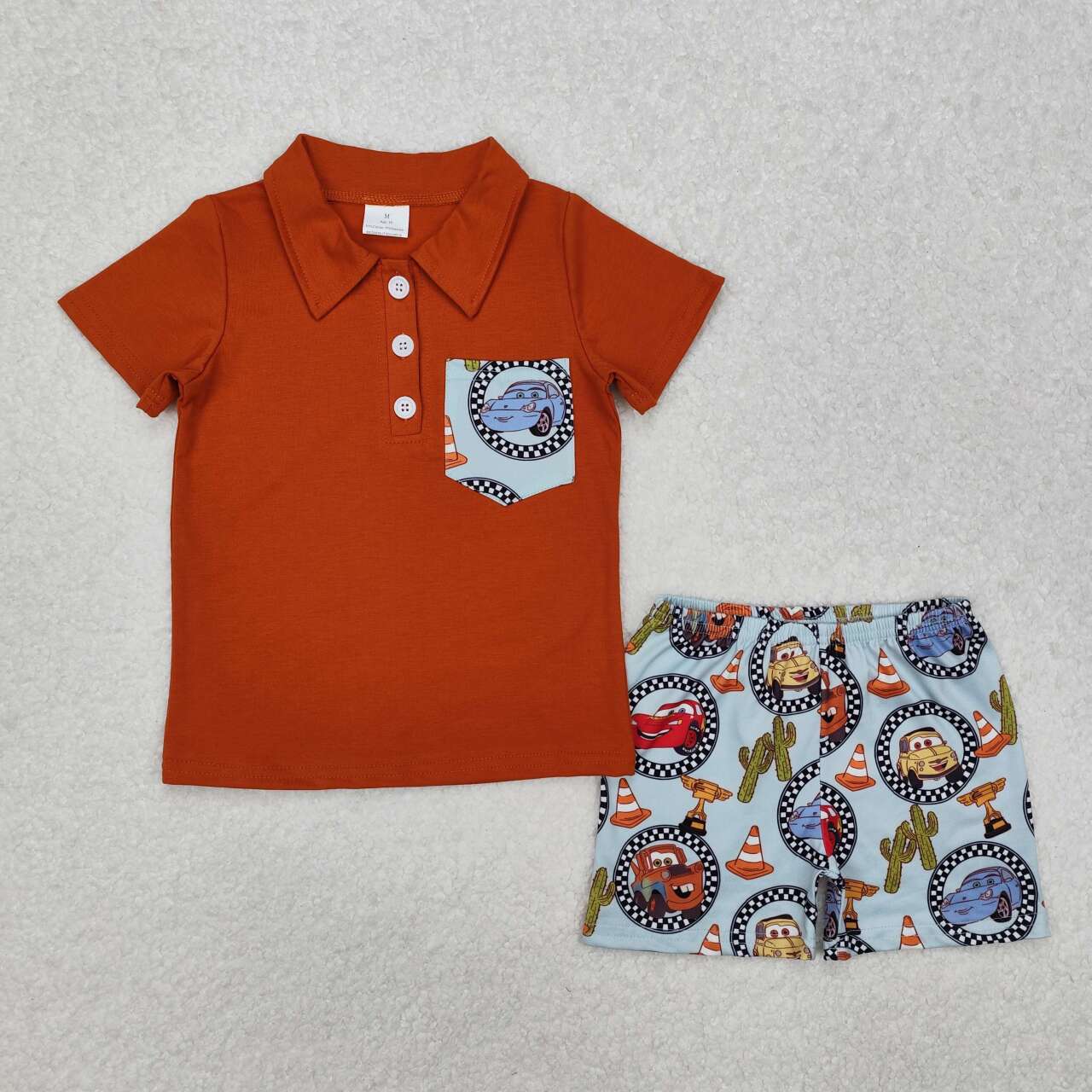 BSSO1210 RTS baby boy clothes cartoon car toddler boy summer outfit