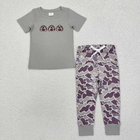 BSPO0482 RTS  toddler boy clothes camo boy fall set embroidery thanksgiving clothing