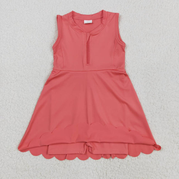 GSD2091 RTS girl clothes red girl summer dress yoga clothes atheletic clothes