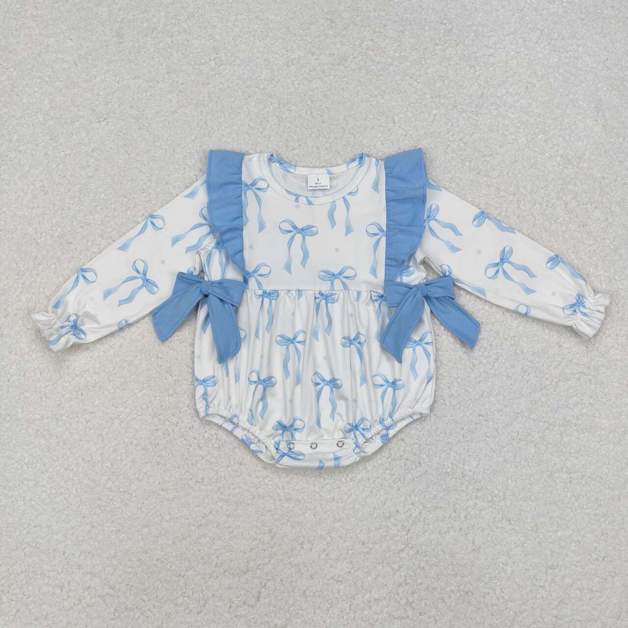 LR2043 RTS baby girl clothes blue bows toddler girl winter bubble