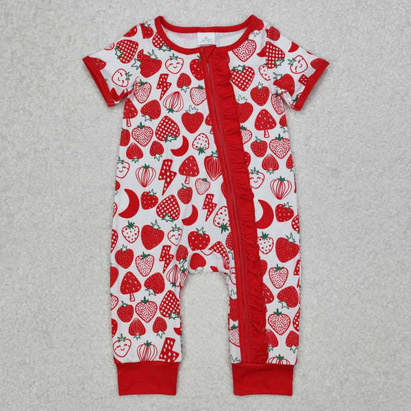 SR2500 RTS baby girl clothes strawberry girl summer romper