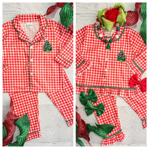 toddler clothes sister brother embroidery christmas tree family matching pajamas set 11