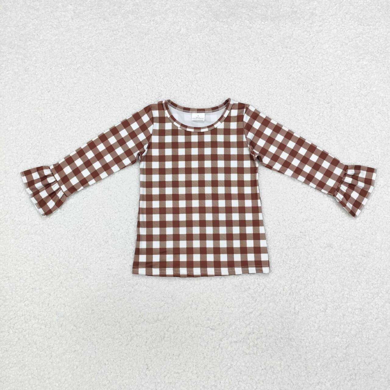 GT0738 RTS toddler girl clothes brown plaid gingham girl winter top shirt