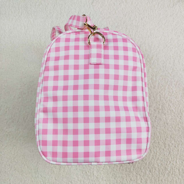 BA0302 RTS pink plaid duffels travel duffels weekend gym duffels 1
