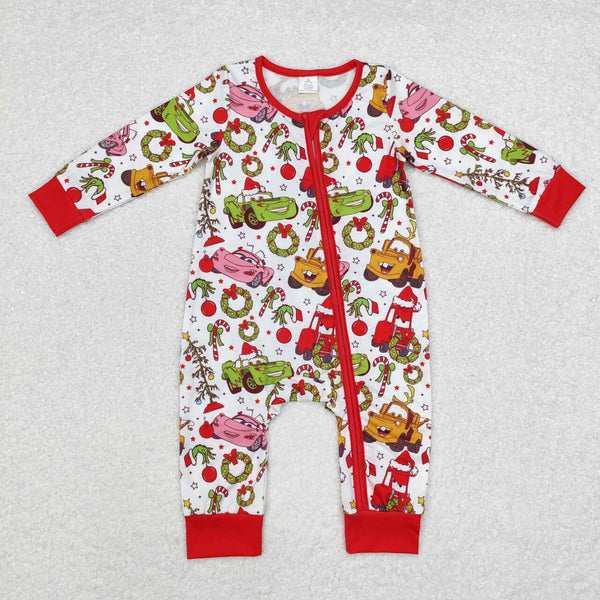 LR1559 RTS baby clothes cartoon car boy christmas winter romper-bamboo