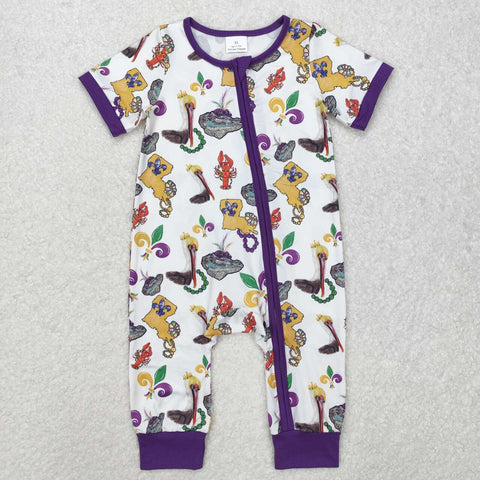 SR2394 RTS baby clothes crawfish baby Mardi Gras Romper