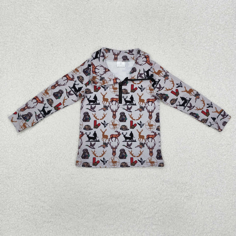 BT0954 RTS toddler boy clothes deer hunting clothes boy winter top shirt