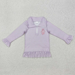 GT0887 RTS toddler girl clothes ballet shoes girl winter pullover top embroidery