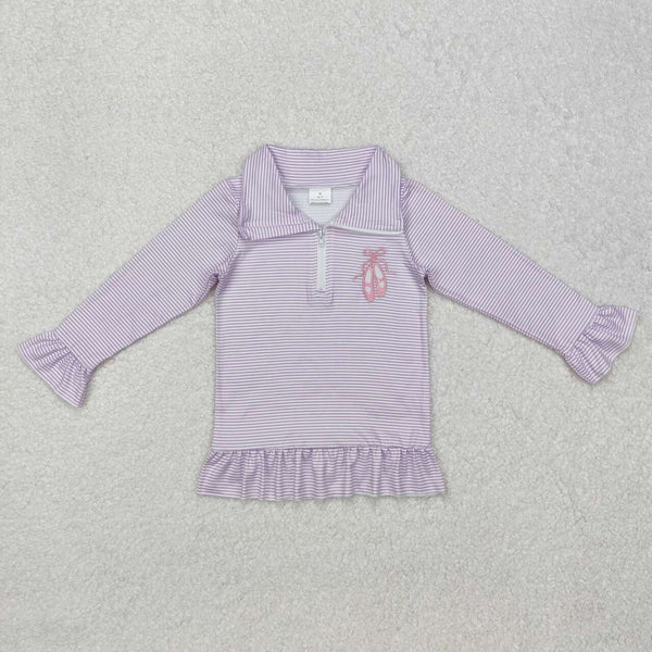 GT0887 RTS toddler girl clothes ballet shoes girl winter pullover top embroidery