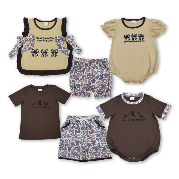 RTS kids matching clothing embroidery bows print clothing girl summer clothing-2025.12.13