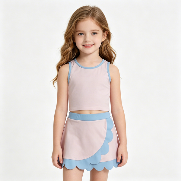 RTS GSD4010 toddler clothes pink blue girl summer yoga set kids girl atheletic dress outfit