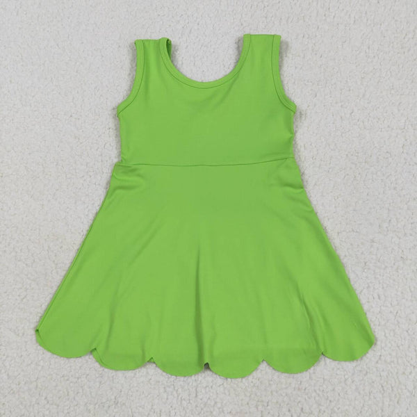 GSD2351 RTS girl clothes green girl summer dress yoga clothes atheletic clothes