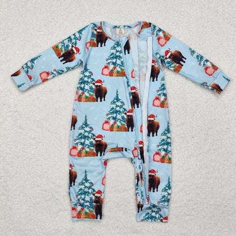 LR1459 RTS baby boy clothes hignland cow toddler boy christmas winter romper