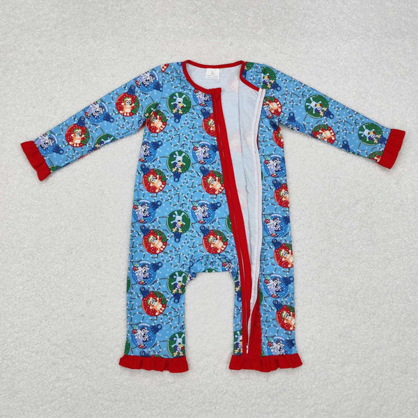 LR1314 RTS baby girl clothes cartoon dog girl christmas winter romper