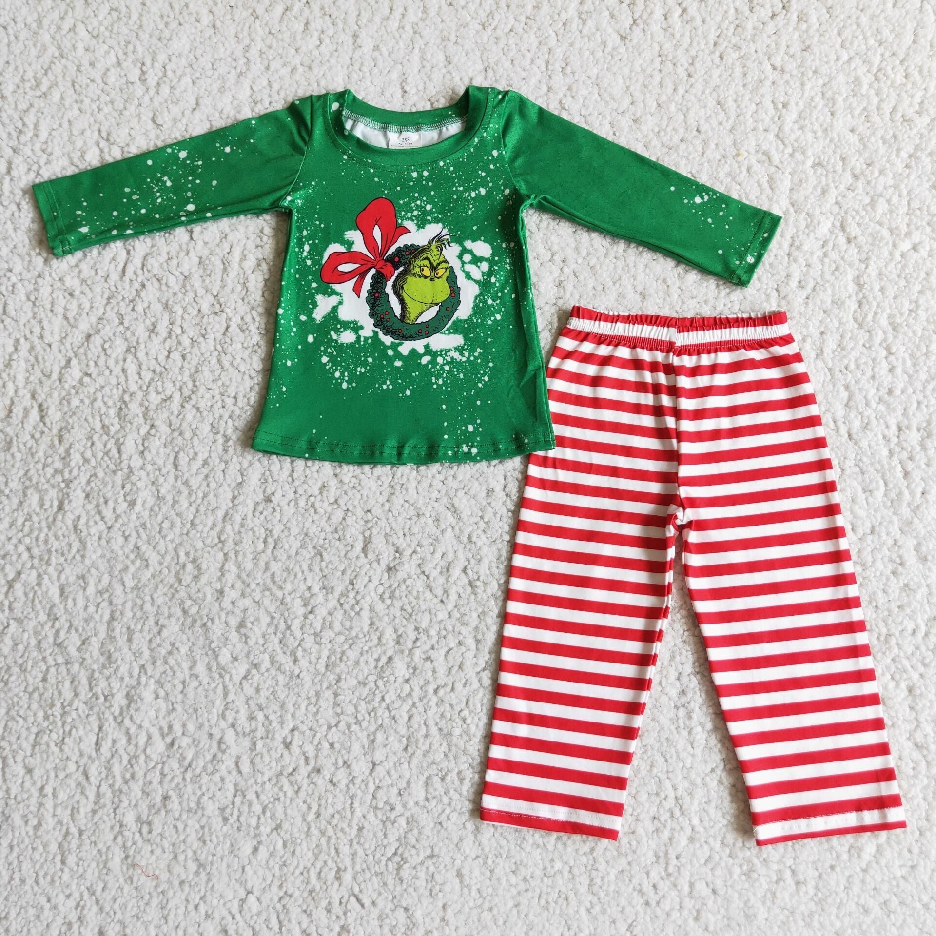 Winter green Christmas long sleeve pajamas outfit