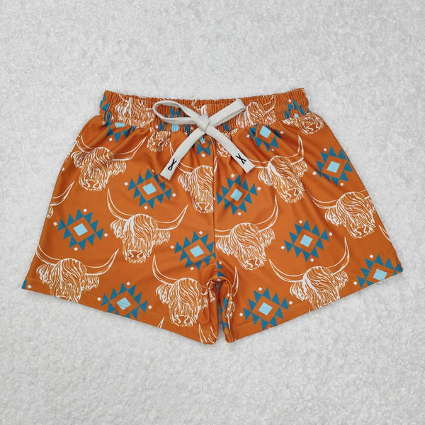 RTS Dad and me matching swim shorts western hignland cow swim shorts bottom 15