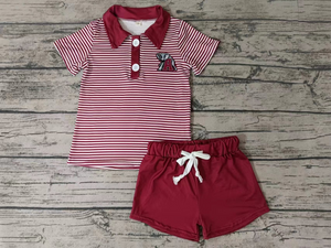 Custom order MOQ:3pcs each design boy state summer shorts set 3