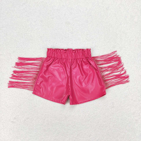 RTS Matching toddler clothes leather print tassel shorts baby summer clothes-2026.3.3
