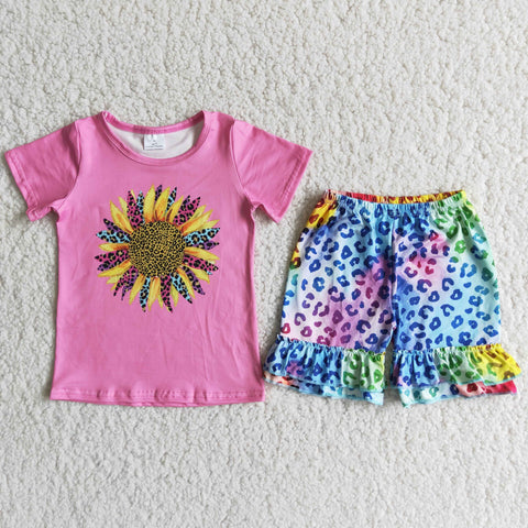 D11-11 kids clothes girls sunflower leopard summer outfits-promotion $5.5 2024.4.13