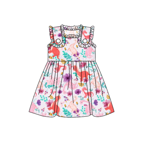 Custom order MOQ:3pcs each design baby girl clothes cartoon girl summer dress 6